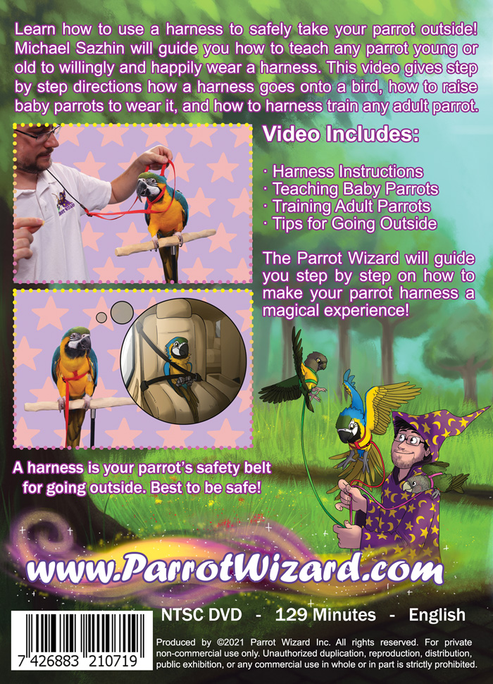 Parrot Wizard Harness Training DVD Back Cover