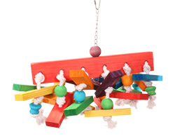 Knot Blast Medium Parrot Toy features wood, knots, and beads
