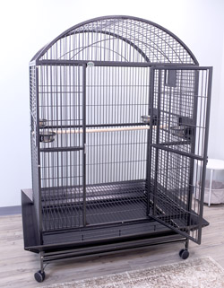 Deluxe Large Cage for Large Parrots Dometop Black Cage Door Open