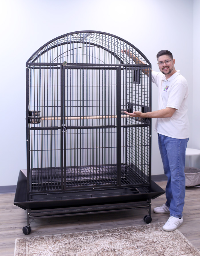 Deluxe Large Cage for Large Parrots Dometop Black 48x36x76 Scale