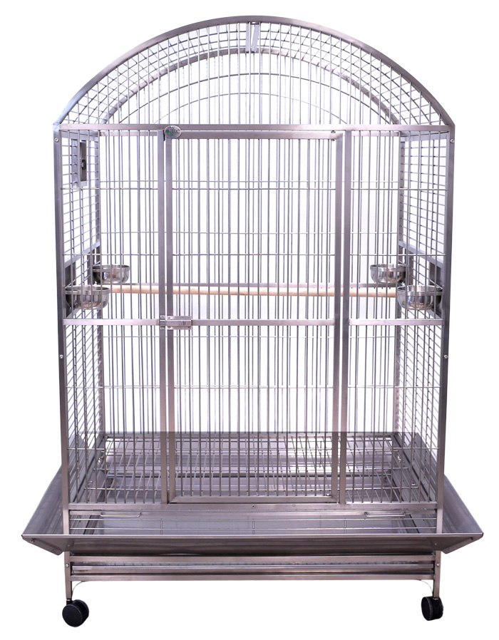 Deluxe Large Stainless Steel Cage for Large Parrots Dometop SS 48x36x76