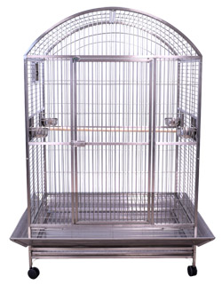 Deluxe Large Stainless Steel Cage for Large Parrots Dometop SS 48x36x76