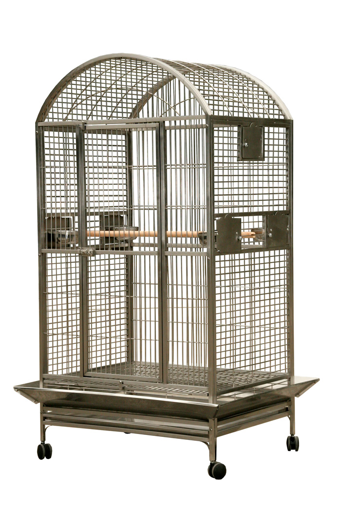 Deluxe Medium Cage for Large Parrots 40x30x77 Stainless Steel