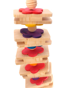 Parrot Bites Floret Small Parrot Toy features super thin wood slices