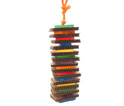 Rainbow Shredder Medium Parrot Toy features wood and cardboard