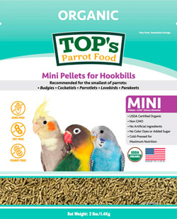 Tops Organic Pellets Mini for Budgie, Lovebird, Cockatiel, Parrotlet, and other parakeets