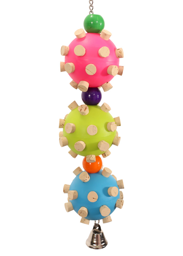 Triple Cork Orb Small Parrot Toy for Parrots and Parakeets