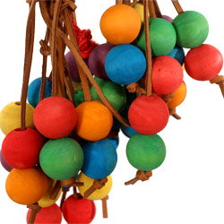 Close up of wooden beads on Tropical Grapes Large Parrot Toy