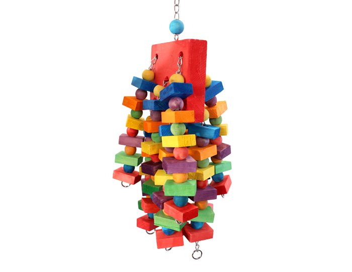 Tropical Torrent Large Parrot Toy has 10x strands of wood and beads