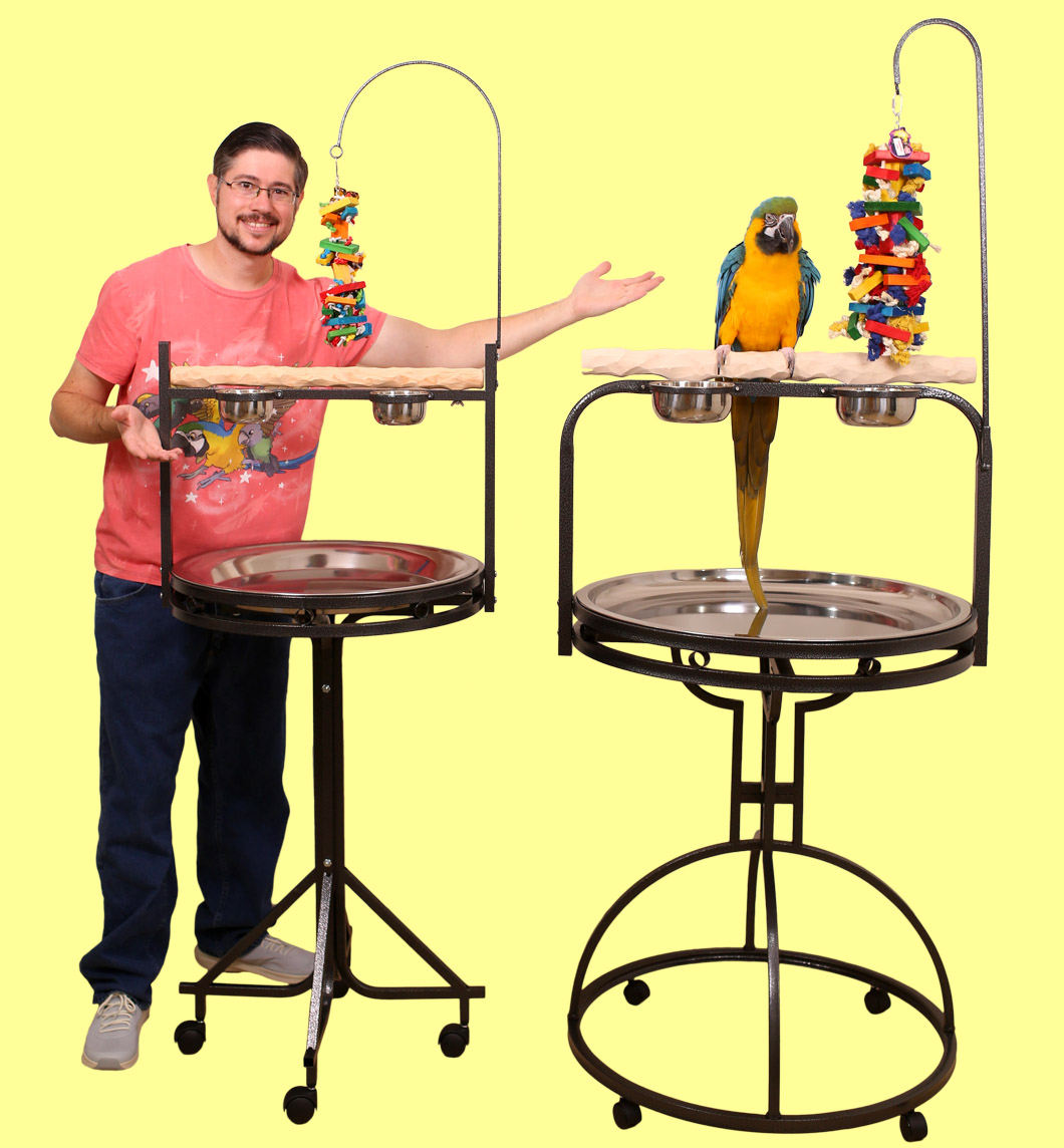 Medium NU Perch Parrot Playstand and XL Hardwood NU Perch Parrot Playstand