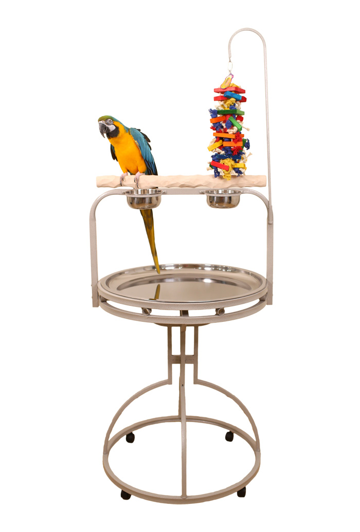 Platinum XL Hardwood NU Perch Parrot Playstand - Platinum Powder Coat Finish